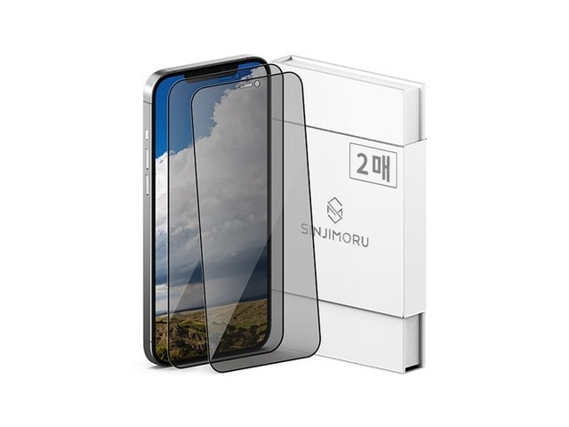 [아이폰12 사생활 보호필름] 현명한 선택 신지모루 사생활 보호 9H 고경도 강화유리 신지글래스 풀커버 프라이버시 휴대폰 액정보호필름 2p